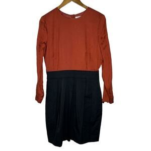 Roksanda Ilincic Edition Red Black Mid Length Long Sleeve Dress Size 14 Women's